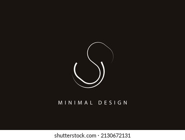 Alphabet letter SU logo design line art