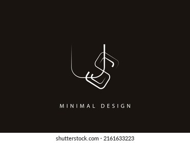 Alphabet letter SU logo design line art