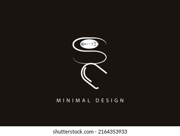 Alphabet letter SU logo design line art