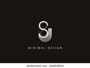 Alphabet letter SU logo design line art