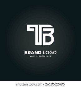 Letra alfabética T e B logotipo monograma com fundo preto.