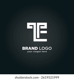 Alphabet Letter T and E Monogram Logo with Black Background.