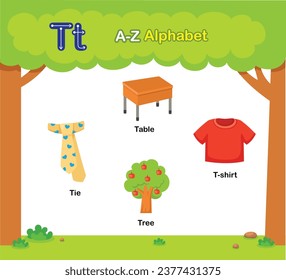 Alphabet Letter T education vocabulary illustration vector