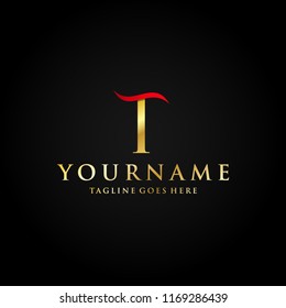 Alphabet Letter T Gold Red Luxury Premium Abstract Logo Vector