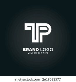 Alphabet Letter T and P Monogram Logo with Black Background.
