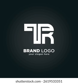 Lettre de l'alphabet Logo T et R Monogramme sur fond noir.