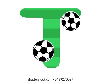 Alphabet Letter t with Soccer Ball Illustration
