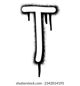 Alphabet letter T stencil graffiti with black spray paint