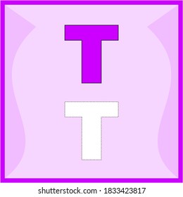 Letra alfabética gráfica vectorial T, adecuada para el aprendizaje de los niños.