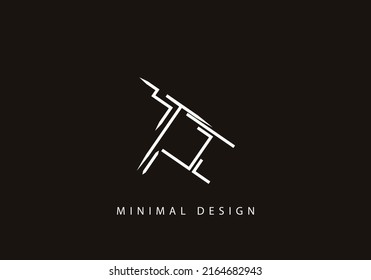 Alphabet letter TH logo design line art