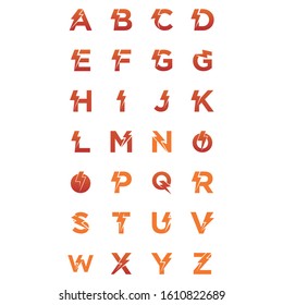 Alphabet Letter thunder power shape logo icon. Electrical Icon logo set concept.
