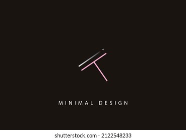 Alphabet letter TI logo design line art