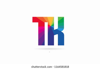 alphabet letter tk t k logo combination design with rainbow colors suitable for a company or business