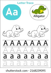 Alphabet letter tracing A for Alligator