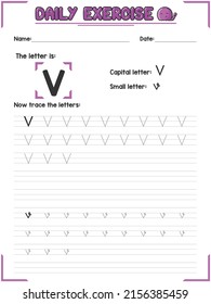 Alphabet Letter Tracing Practice and Handwriting Übung für Kinder in der Primar- und Kindergartenschule