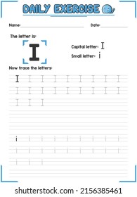 Alphabet Letter Tracing Practice and Handwriting Exercise for Kids in Primary and Kindergarten School