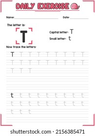 Alphabet Letter Tracing Practice and Handwriting Exercise for Kids in Primary and Kindergarten School