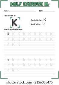 Alphabet Letter Tracing Practice and Handwriting Exercise for Kids in Primary and Kindergarten School
