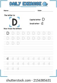 Alphabet Letter Tracing Practice and Handwriting Exercise for Kids in Primary and Kindergarten School