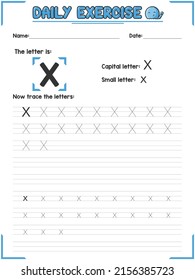 Alphabet Letter Tracing Practice and Handwriting Exercise for Kids in Primary and Kindergarten School