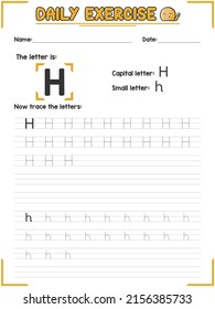 Práctica de seguimiento de letras alfabéticas y ejercicio de escritura a mano para niños en la escuela primaria y primaria