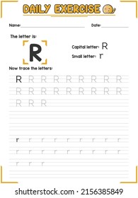 Práctica de seguimiento de letras alfabéticas y ejercicio de escritura a mano para niños en la escuela primaria y primaria