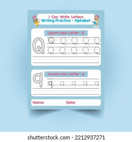 Alphabet letter tracing and vocabulary worksheet