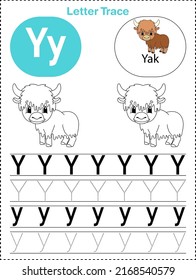 Alphabet Letter Tracing Y Yak Stock Vector (Royalty Free) 2168540579 ...