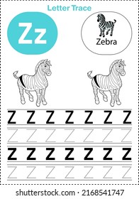 Alphabet letter tracing Z for Zebra