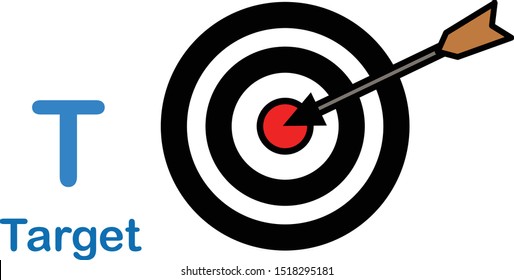 Alphabet Letter T-Target vector illustration