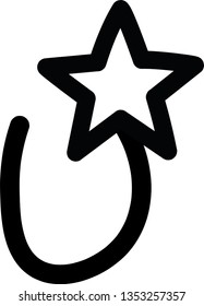 Alphabet Letter U Doodle Drawing Vector Hand drawn Sketch Illustration with Star	

