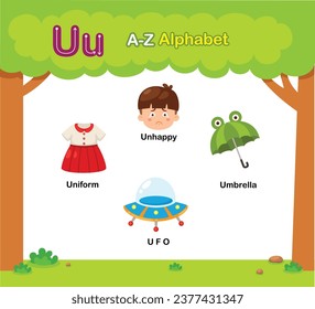 Alphabet Letter U education vocabulary illustration vector