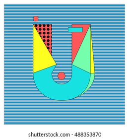 Alphabet letter U logo. Abstract Memphis style Colorful logotype vector design template.