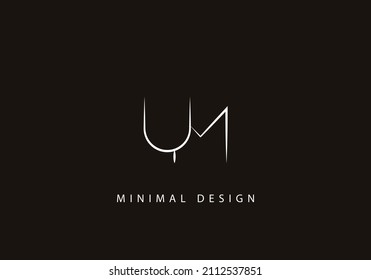 Alphabet Letter UM Logo Design Line Art