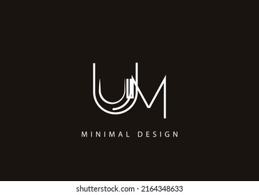 Alphabet letter UM logo design line art