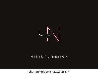 Alphabet letter UN logo design line art