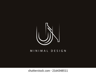 Alphabet letter UN logo design line art