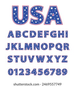 Alphabet Letter USA Flag Star Element Set