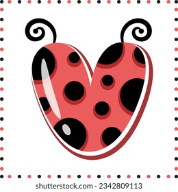 Alphabet letter V cute ladybug theme drawing