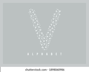 Alphabet letter v with fill random text v, vector alphabet