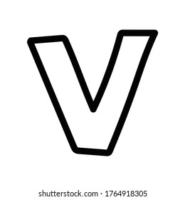 Alphabet letter V. Kids education poster or stickers. Childish logo in mosaic style. Cute vector letters in color and monochrome isolated on white. Birthday holiday decoration.