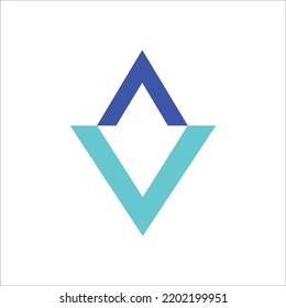 alphabet letter a v triangle iceberg concept logo symbol icon design