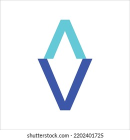alphabet letter a v triangle iceberg concept logo symbol icon design