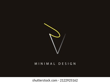 Alphabet letter VJ logo design line art