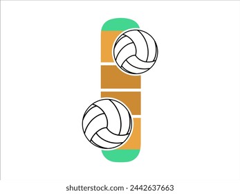 Alphabet Letter I with Volleyball Illustration