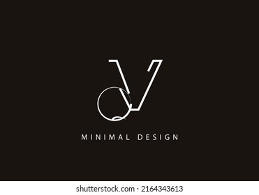 Alphabet letter VQ logo design line art