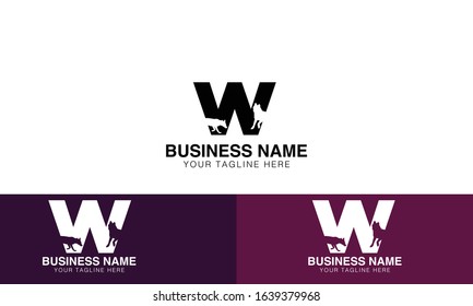 Alphabet letter W w logo vector design with three different backgrounds