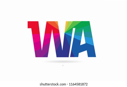 alphabet letter wa w a logo combination design with rainbow colors suitable for a company or business