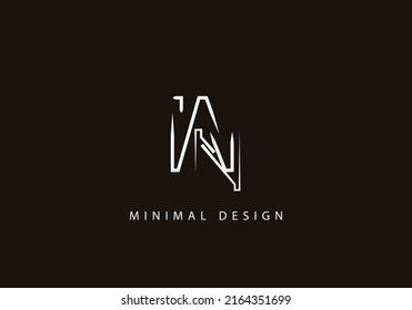 Alphabet letter WN logo design line art