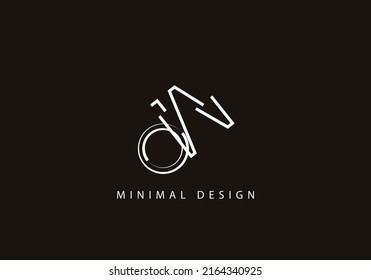 Alphabet letter WO logo design line ar
